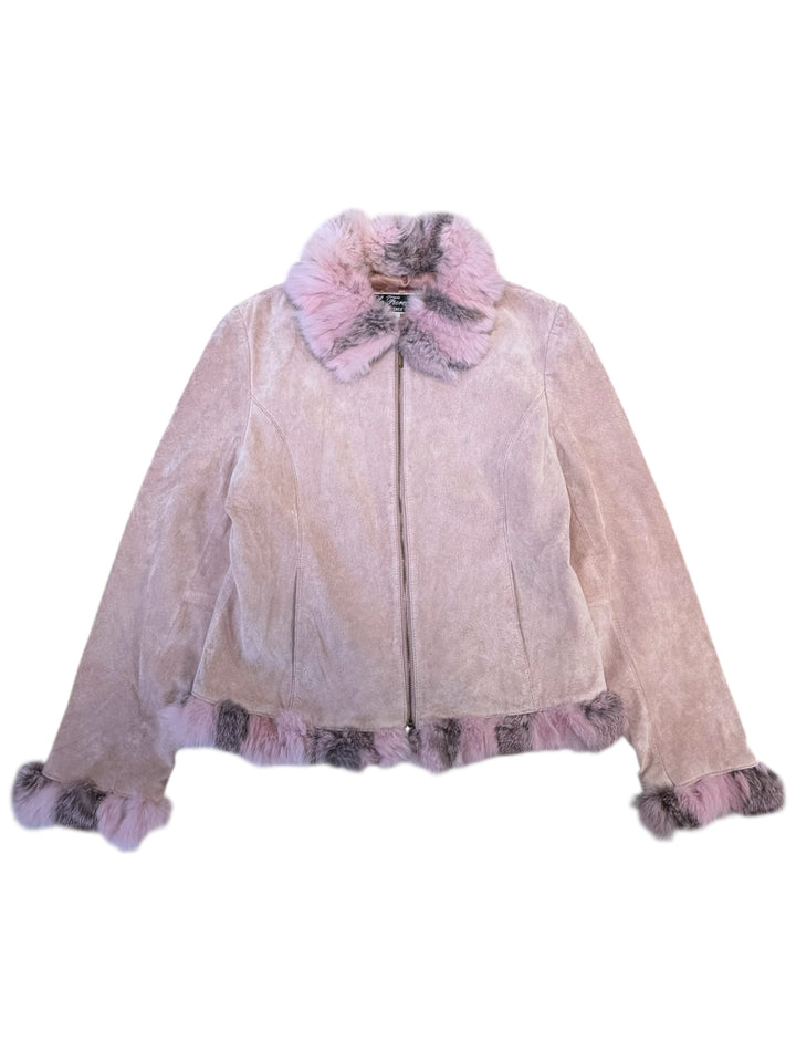 2000s La Fiorentina pink suede & rabbit fur jacket