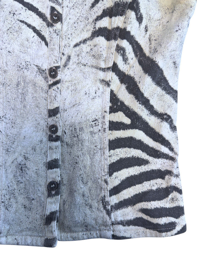 Roberto Cavalli SS1999 zebra print sleeveless shirt