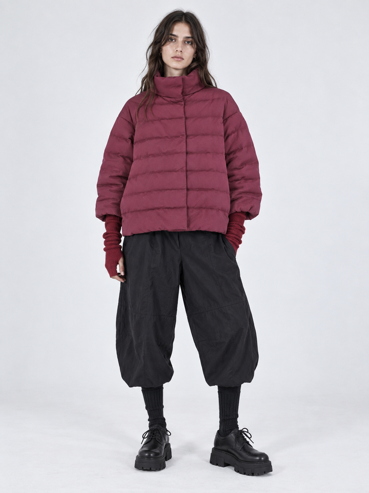 Moncler Gamme Rouge burgundy wool blend down jacket