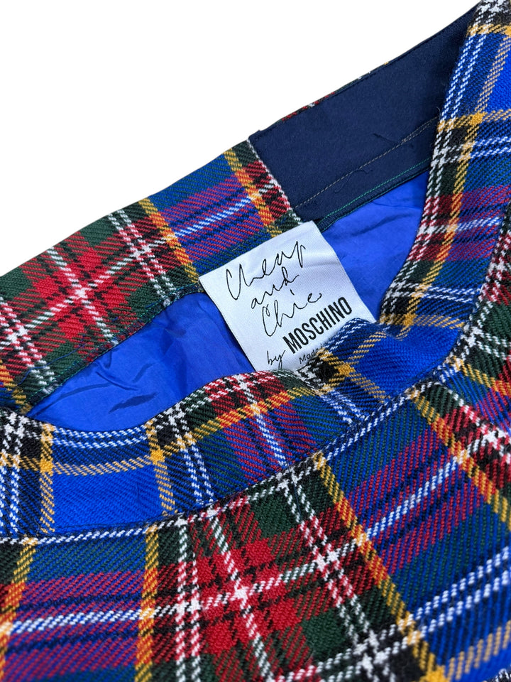 Moschino Late 1990s Wool Tartan Pencil Skirt