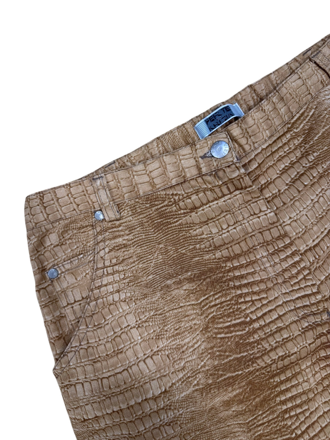 Per Te by Krizia 1990s Croc-Print Cotton Trousers Large