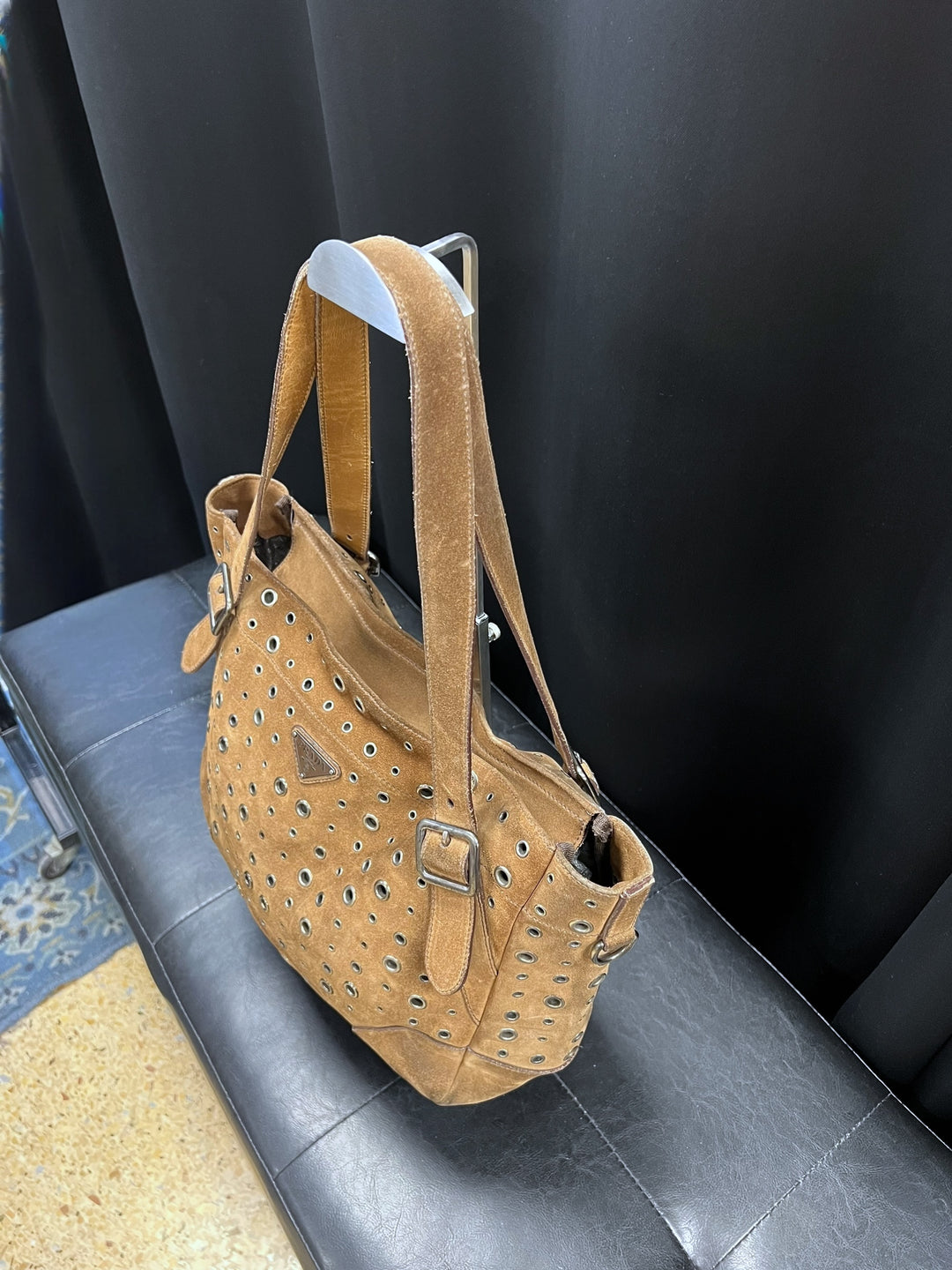 Prada Vintage Brown Suede Eyelet Tote Bag – Made in Italy