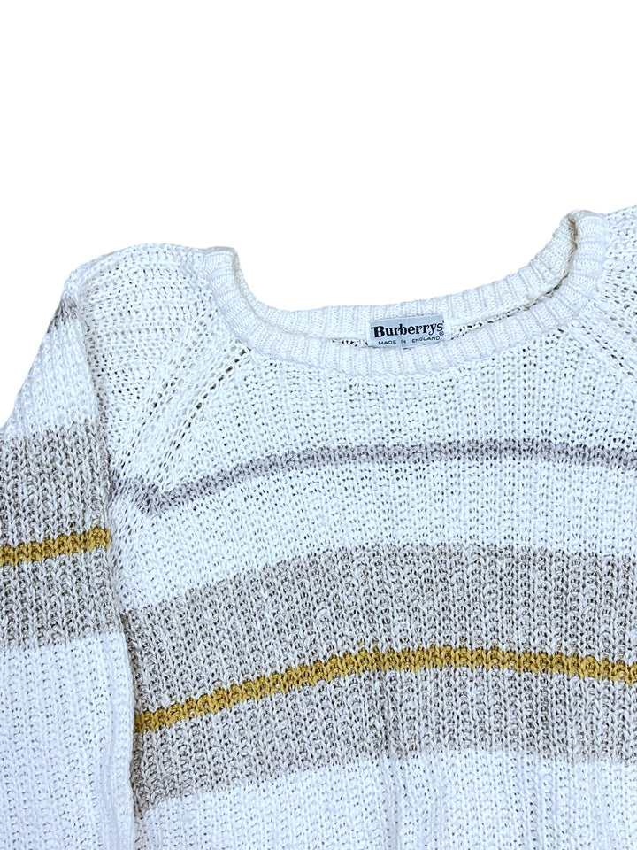 Vintage Burberrys Made in England Sweater – Cotton Linen Knit – 1980s/90s women’s Medium & Large