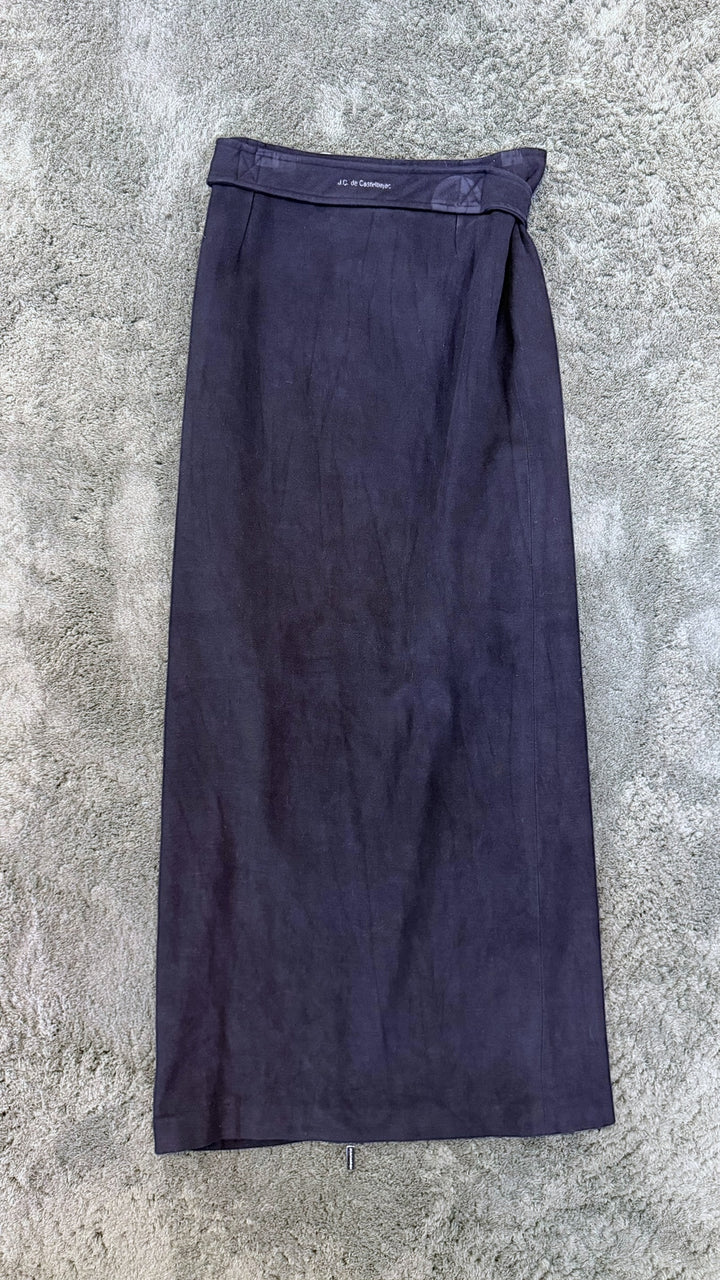 JC de Castelbajac black zip-front midi skirt