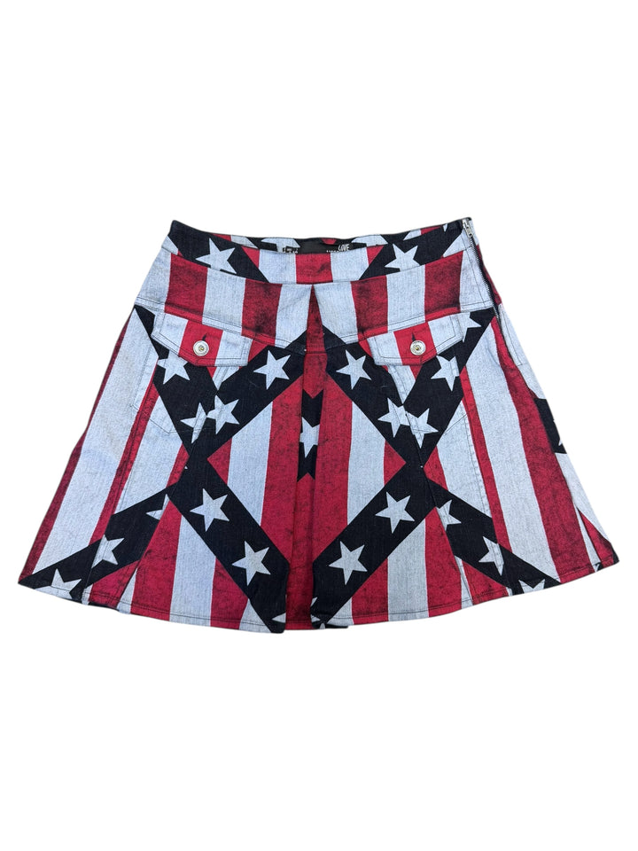 Love Moschino 2000s American Flag Denim Mini Skirt