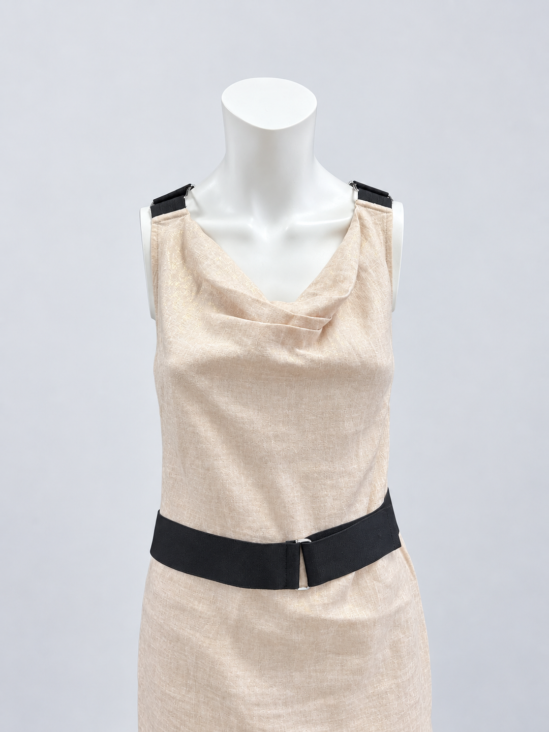 Dolce&Gabbana Champagne Linen Mini Dress with Cross-Back Straps Medium