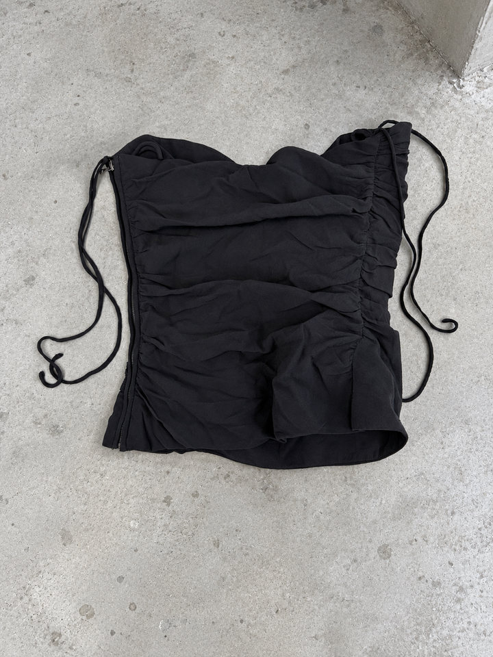 Prada black ruched silk top
