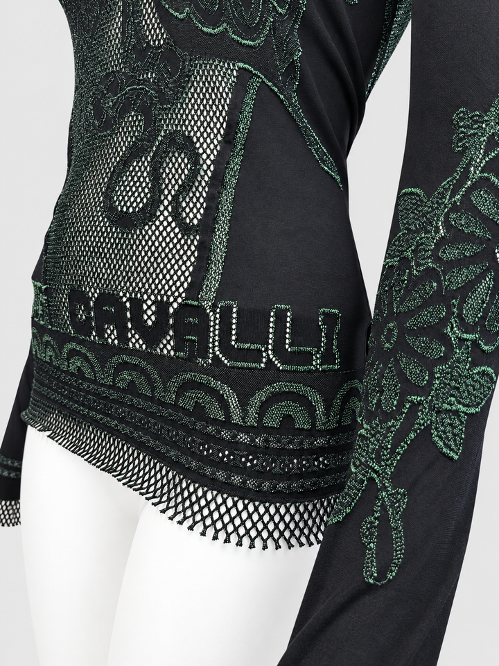Just Cavalli butterfly mesh long sleeve top