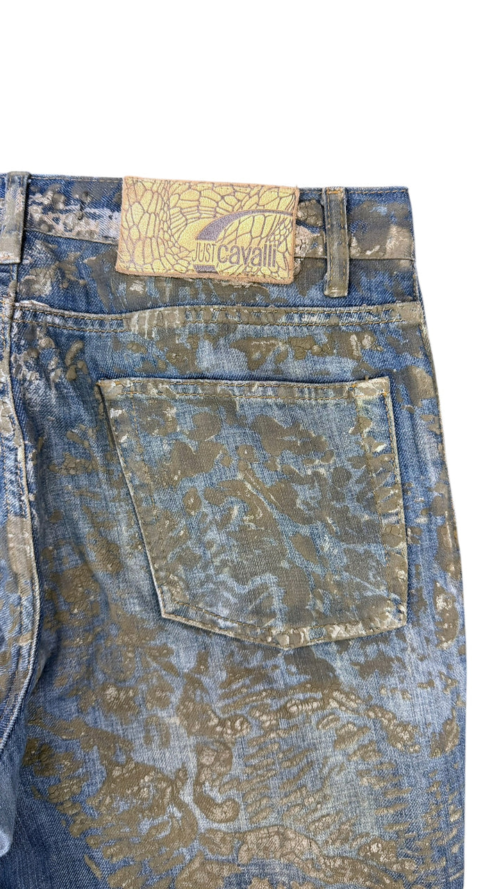 SS2007 Cavalli blue golden aged royal denim pants