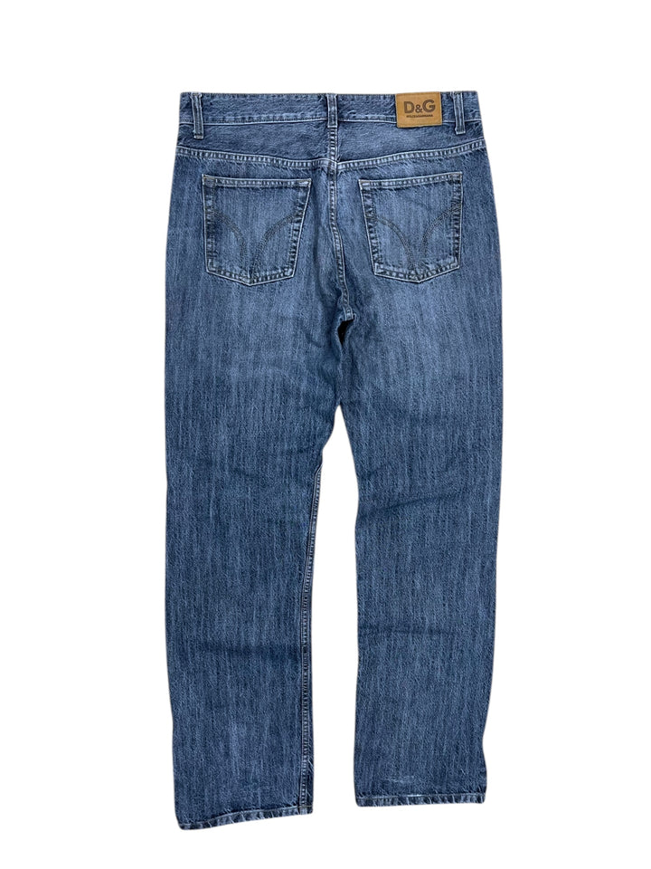 Dolce&Gabbana Statement Jeans – Orange Text Panels & Heavy Distressing – Y2K Era - Men's Large