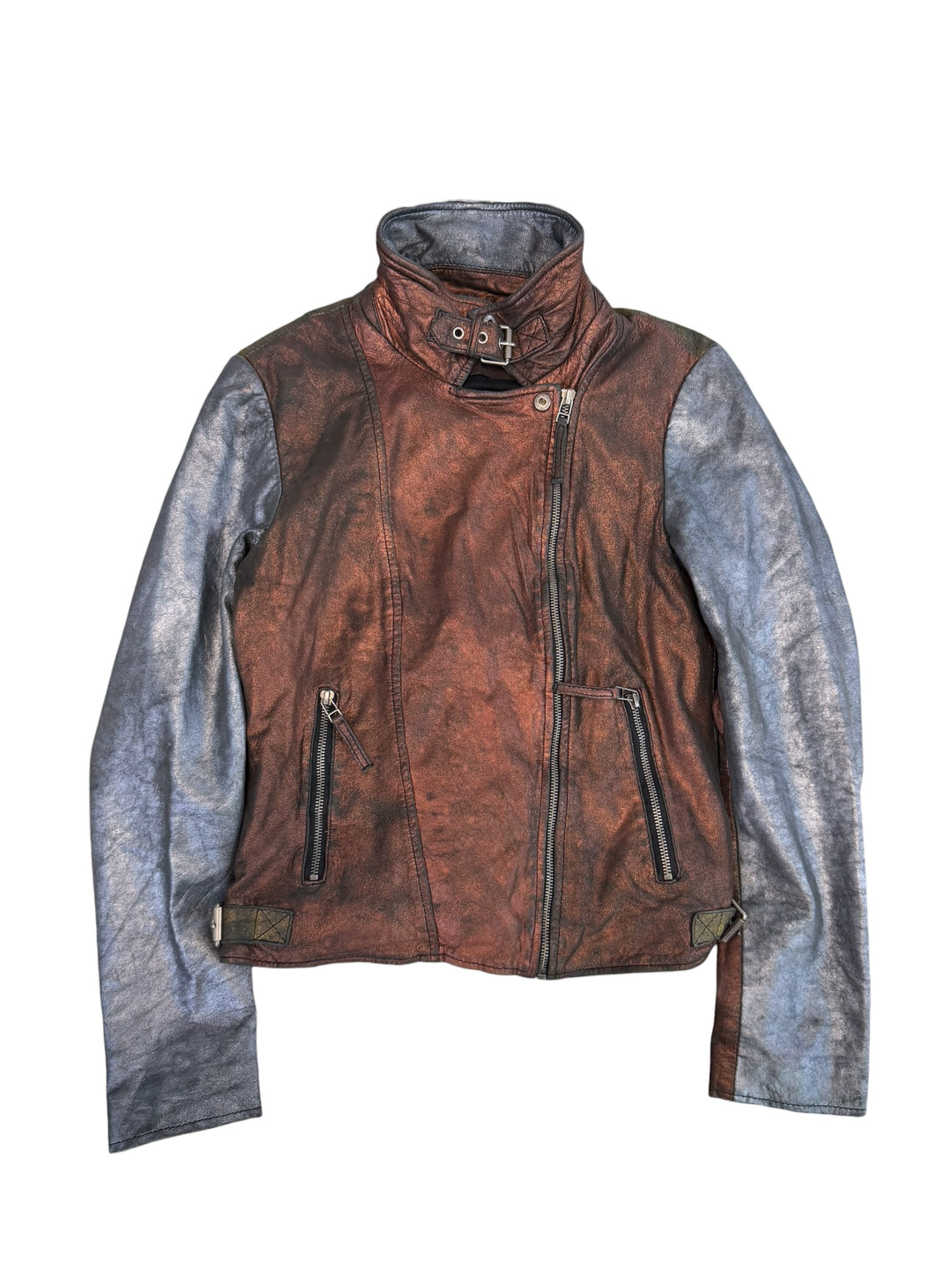 Freaky Nation Disco Fever metallic leather biker jacket