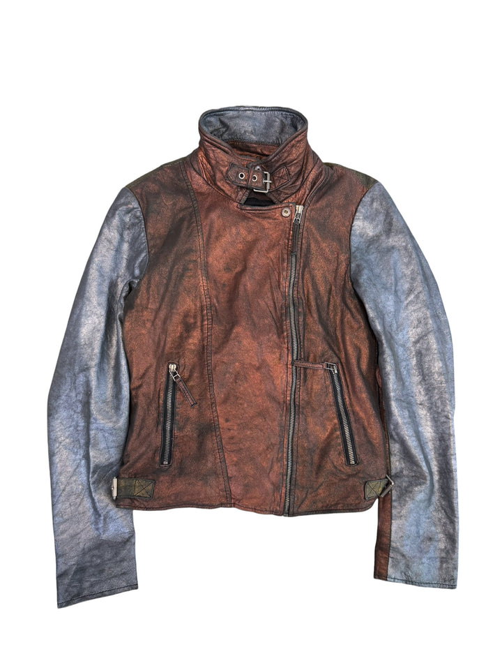 Freaky Nation Disco Fever metallic leather biker jacket