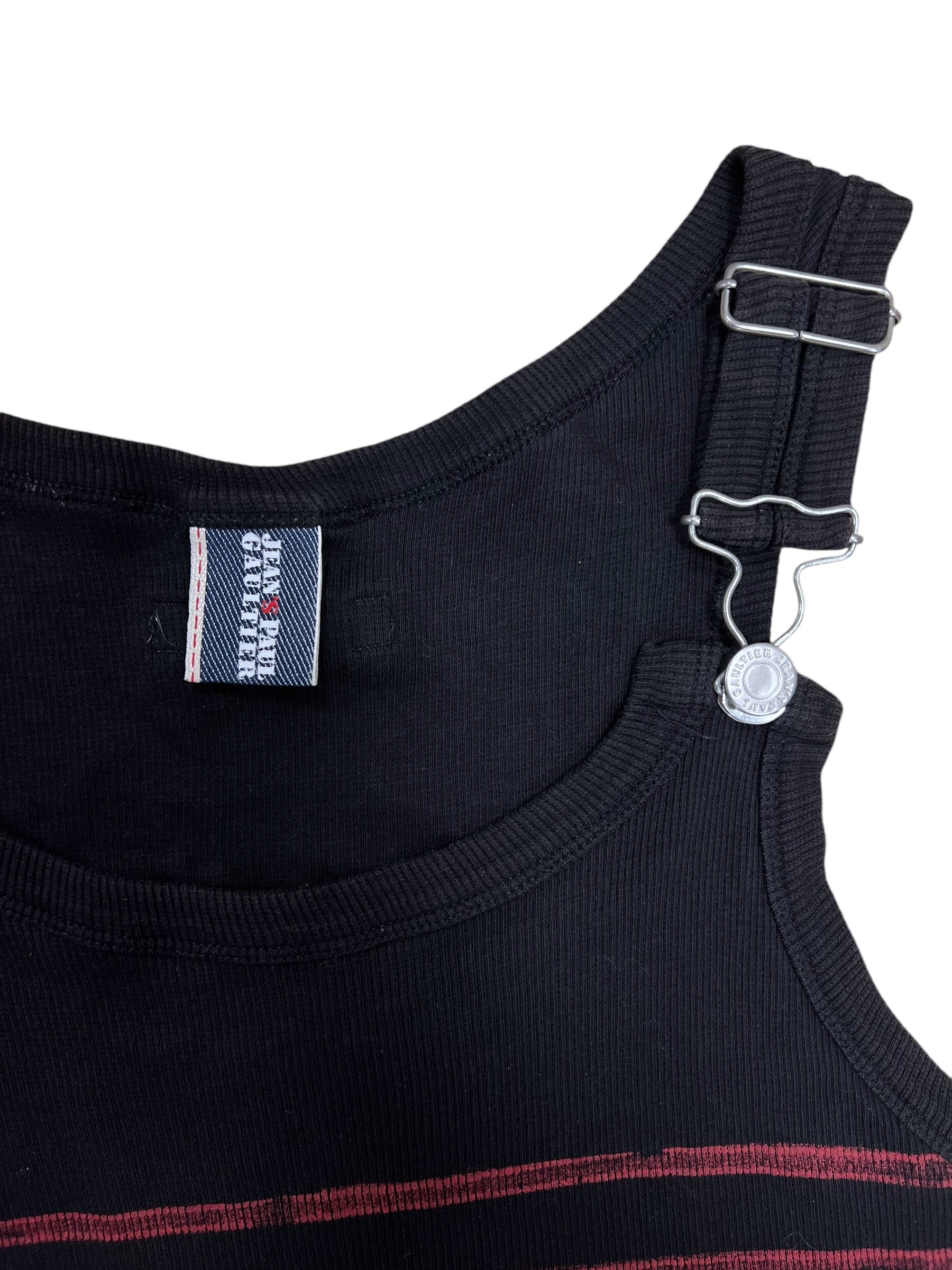 Jean Paul Gaultier vintage red stripe tank top w/ dungarees