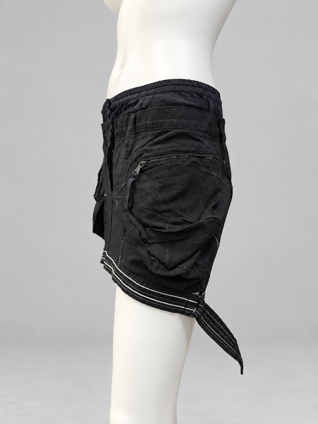 Marithé + François Girbaud pinstripe utility mini skirt