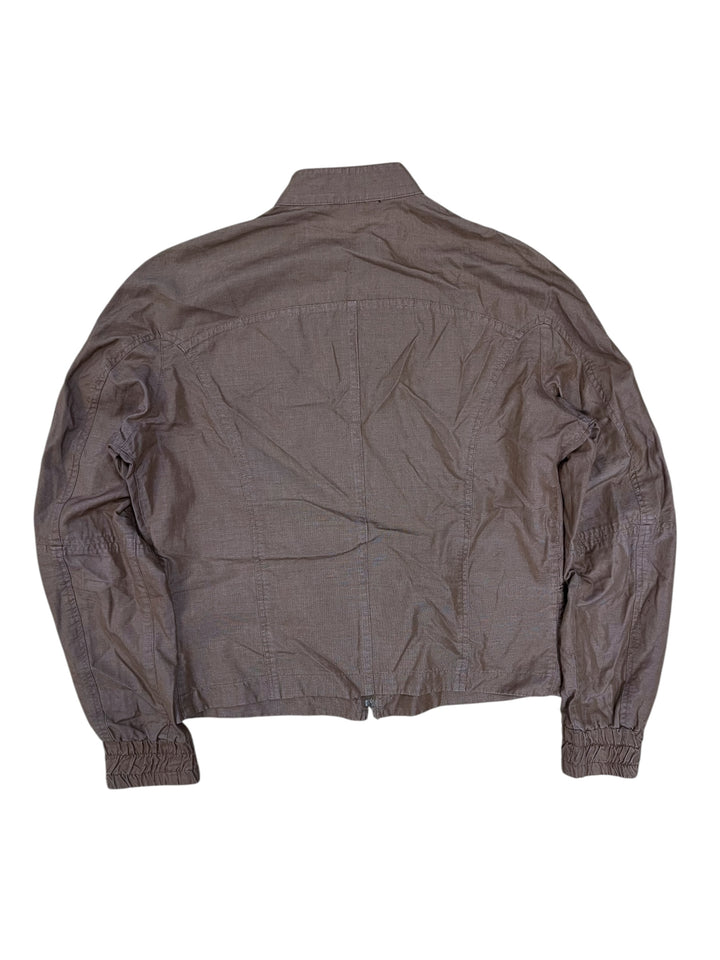 Just Cavalli Linen Brown Lightweight Zip-Up Jacket Medium