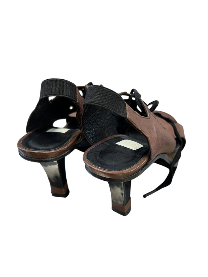 Marithé + François Girbaud Vintage Brown Open-Toe Heels Size eu37.5