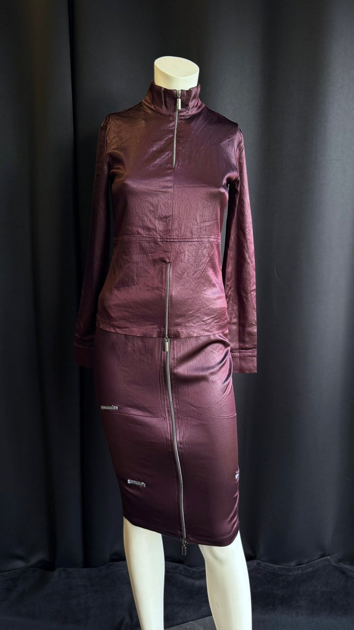 Krizia vintage metallic plum two-piece set small