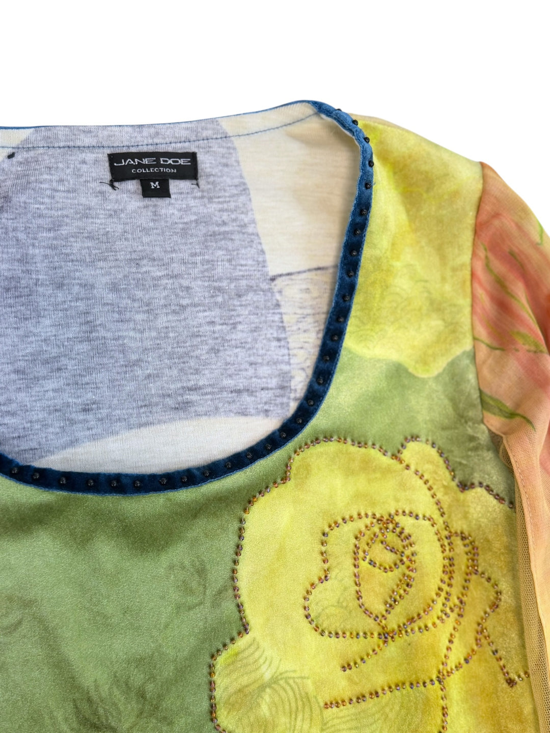 Vintage Korean portrait velour and mesh top