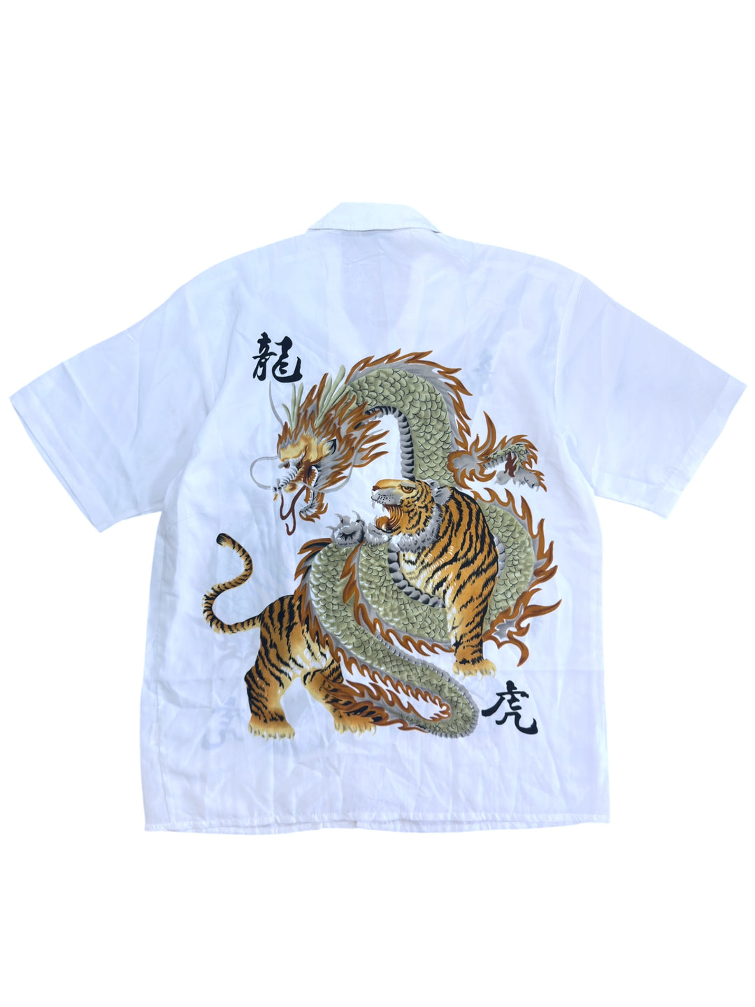 Y2K dragon & tiger graphic camp collar shirt