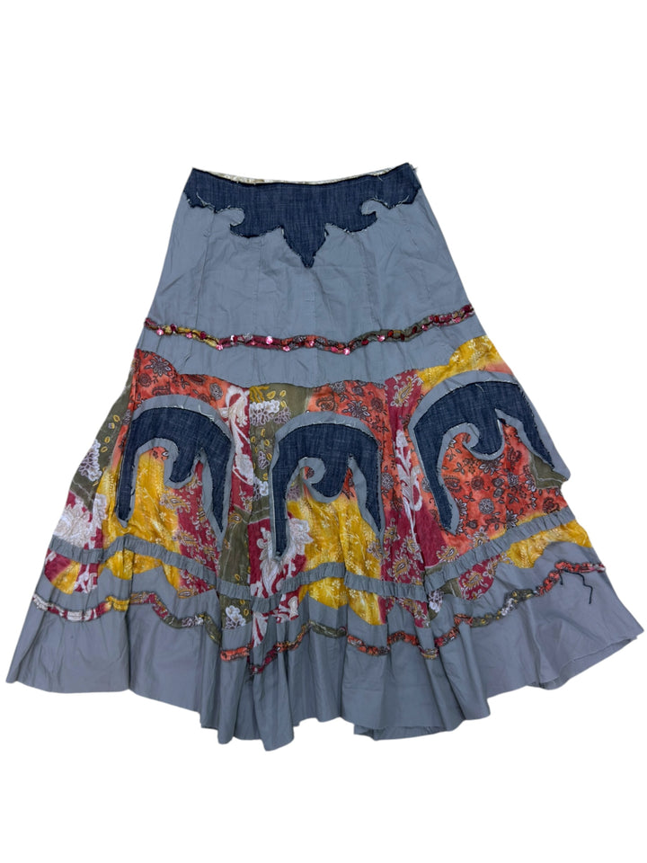 Rinascimento Linea Misquì patchwork denim panel skirt