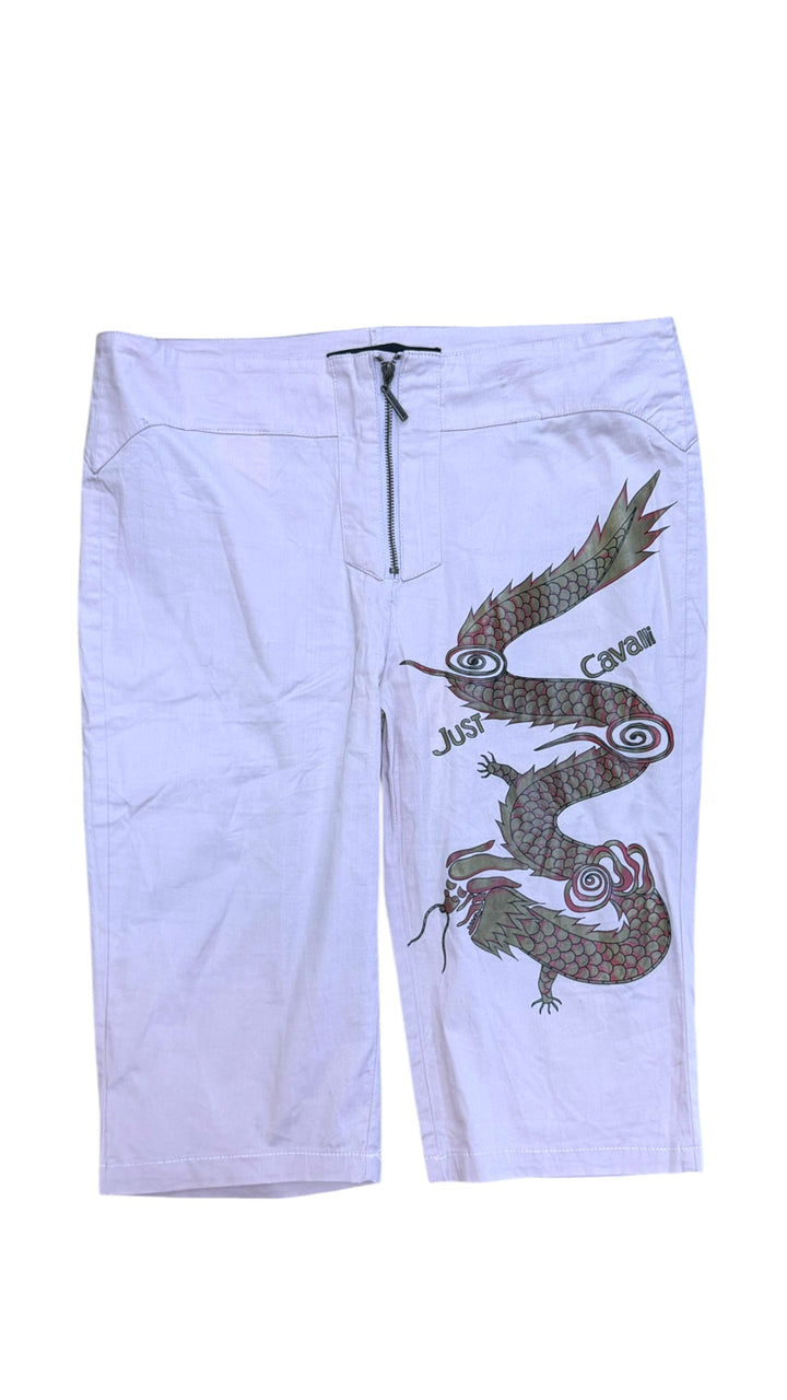 Just Cavalli dragon print cotton capri shorts
