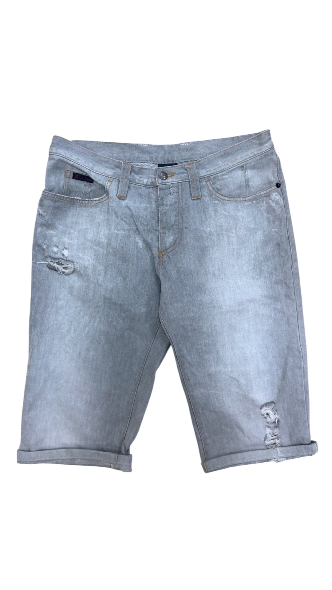 Dolce&Gabbana light grey distressed denim shorts