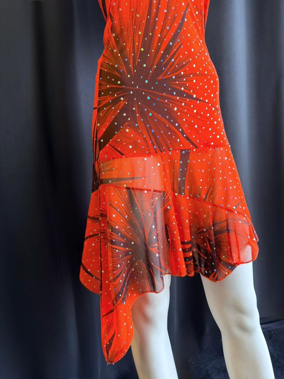 Y2K rhinestone halter dress with asymmetrical hem small