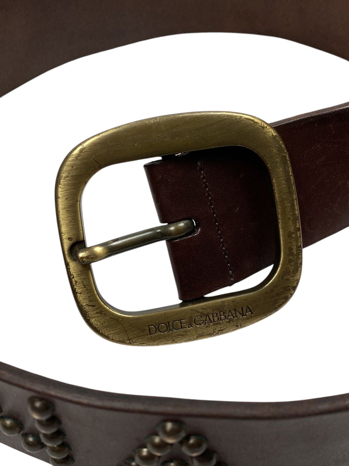 DOLCE&GABBANA Studded Logo Leather vintage belt