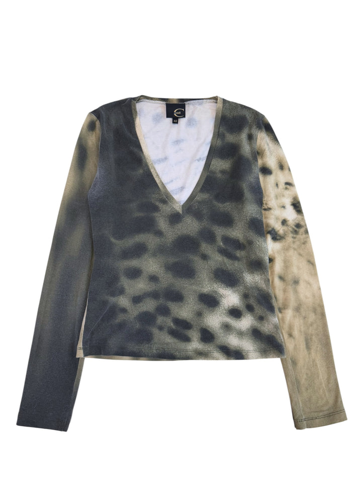 Just cavalli abstract animal print V-neck top