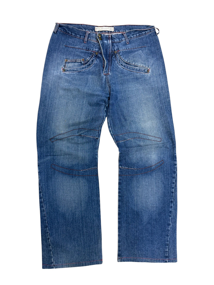 Blu Diesel logo panel wide leg jeans