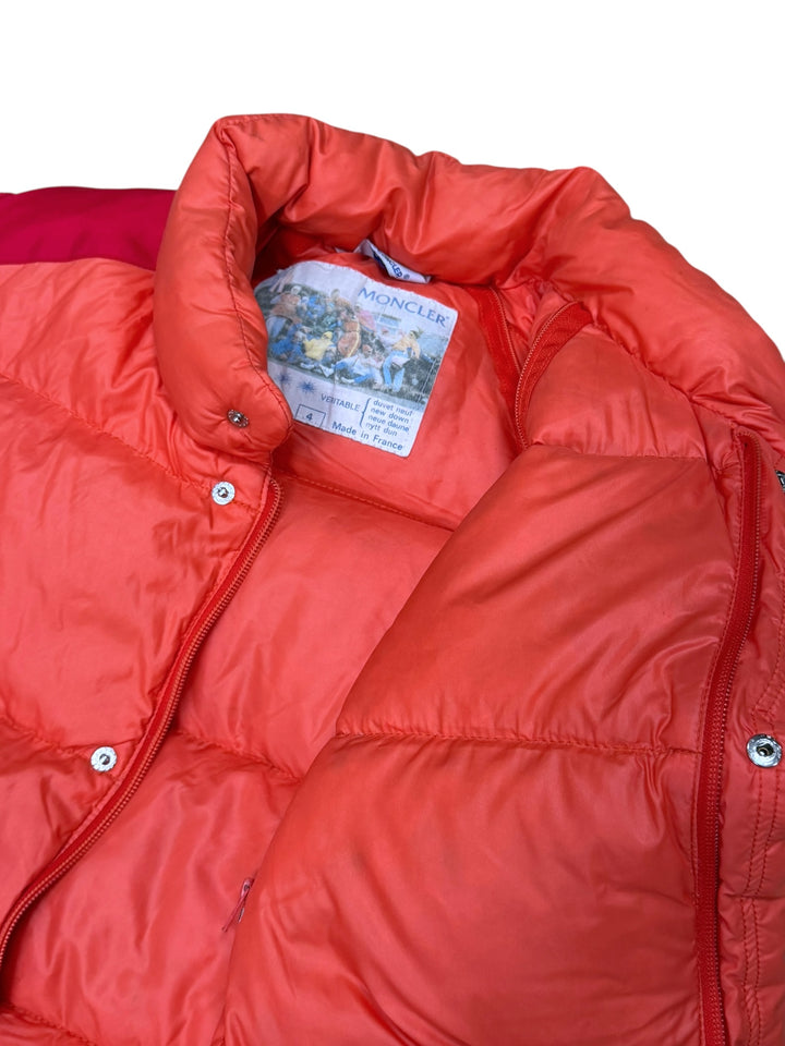 MONCLER Grenoble 1980s Down Vest in Bright Coral Red