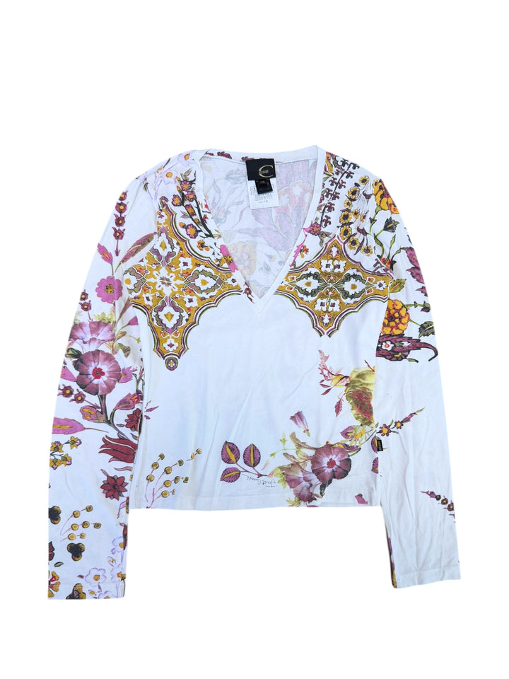 Just Cavalli floral baroque print top xs