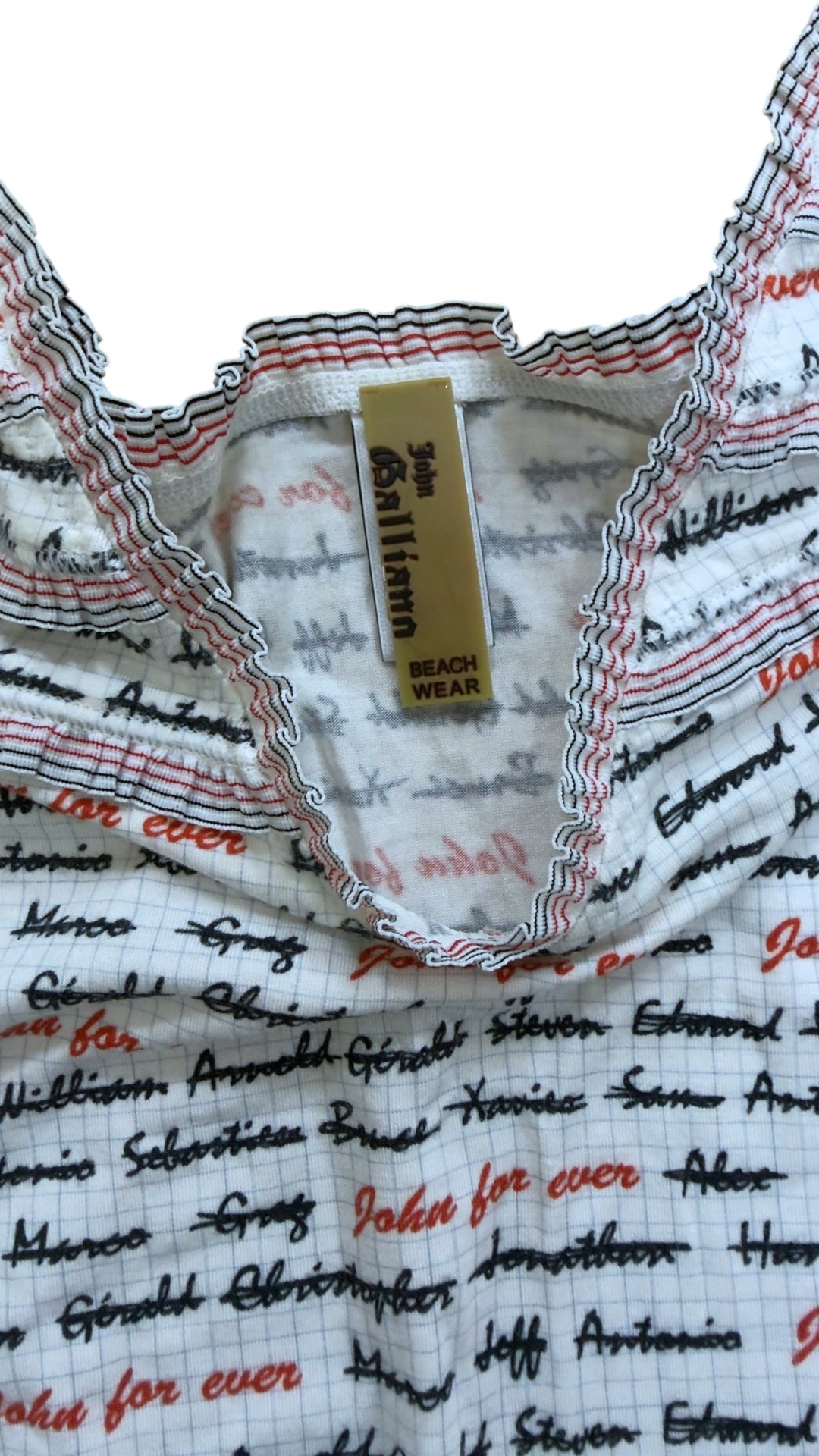 John Galliano Beachwear Y2K script print bodysuit