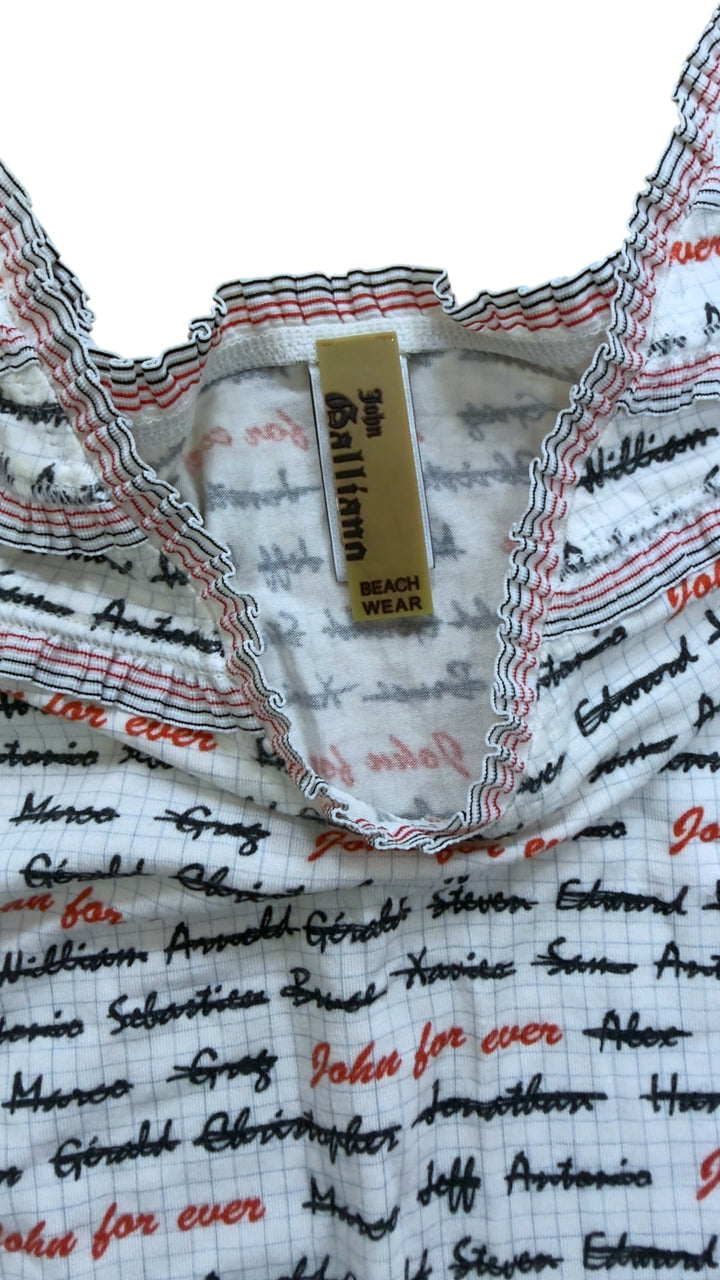 John Galliano Beachwear Y2K script print bodysuit