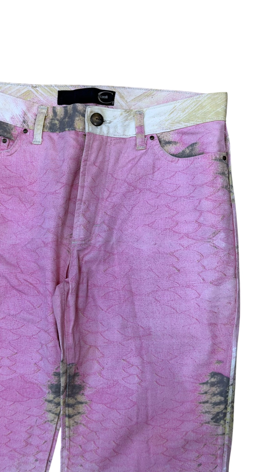 SS2001 Just Cavalli Pink Hybrid Snakeskin Bees Pants