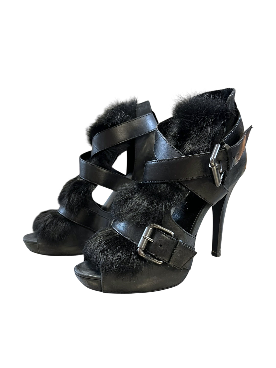 Ash Rabbit Fur Leather Heels Size eu39