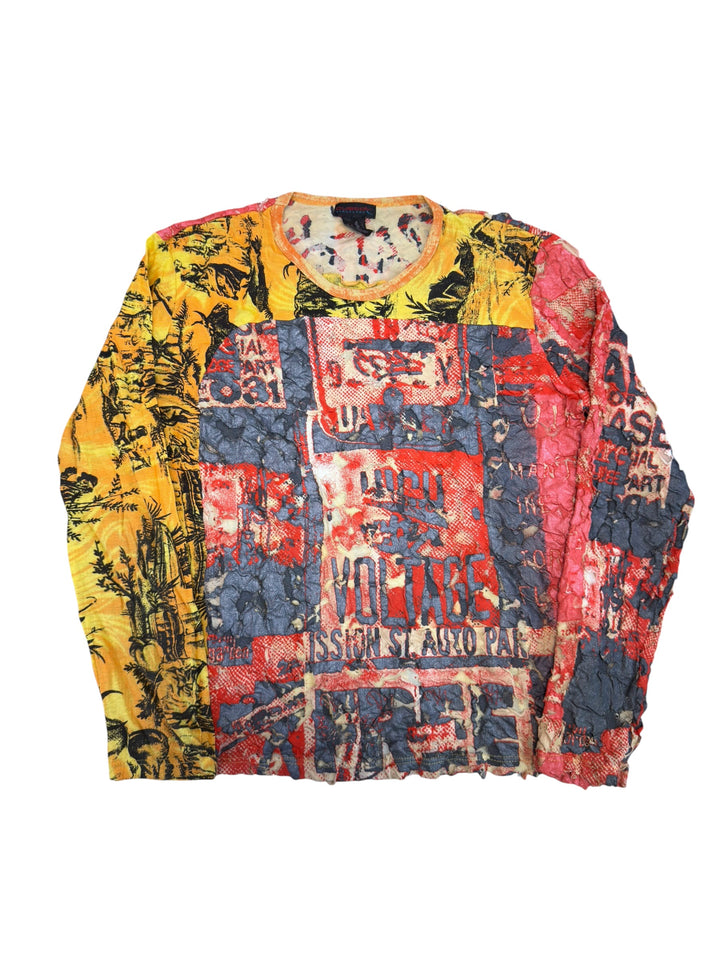 Custo barcelona distressed patchwork long sleeve top