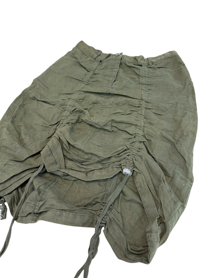 Vintage ruched drawstring midi skirt