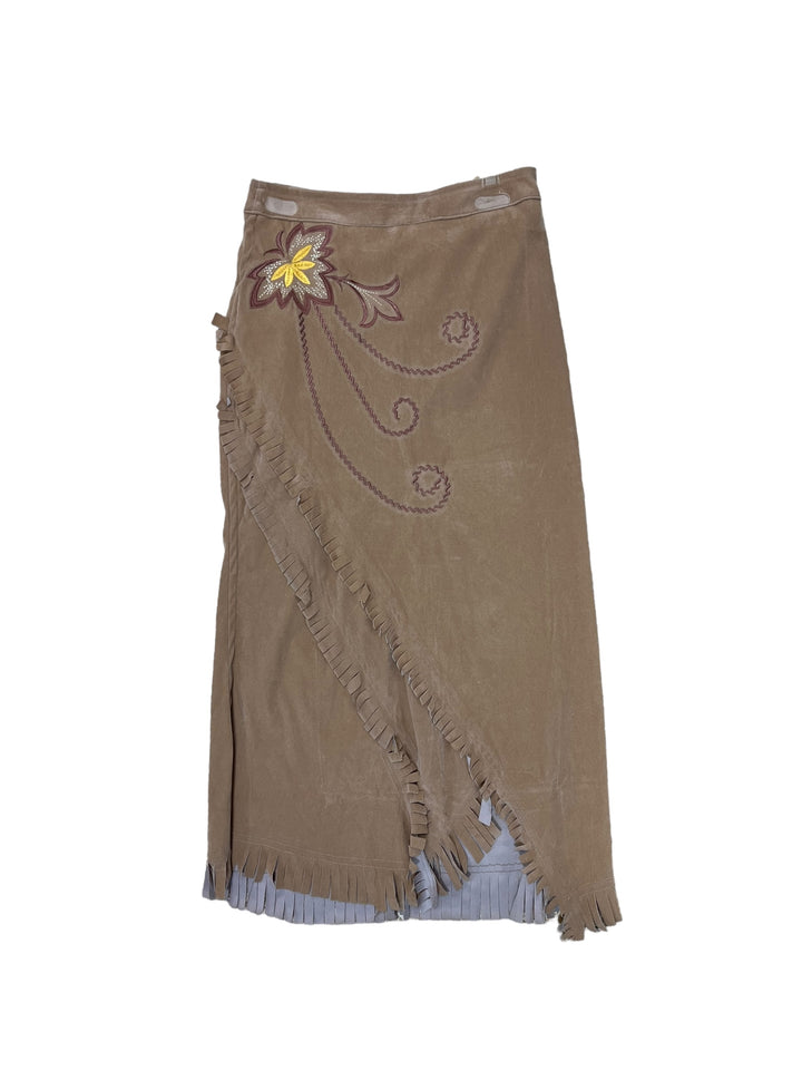 Vintage velour fringed skirt women’s small