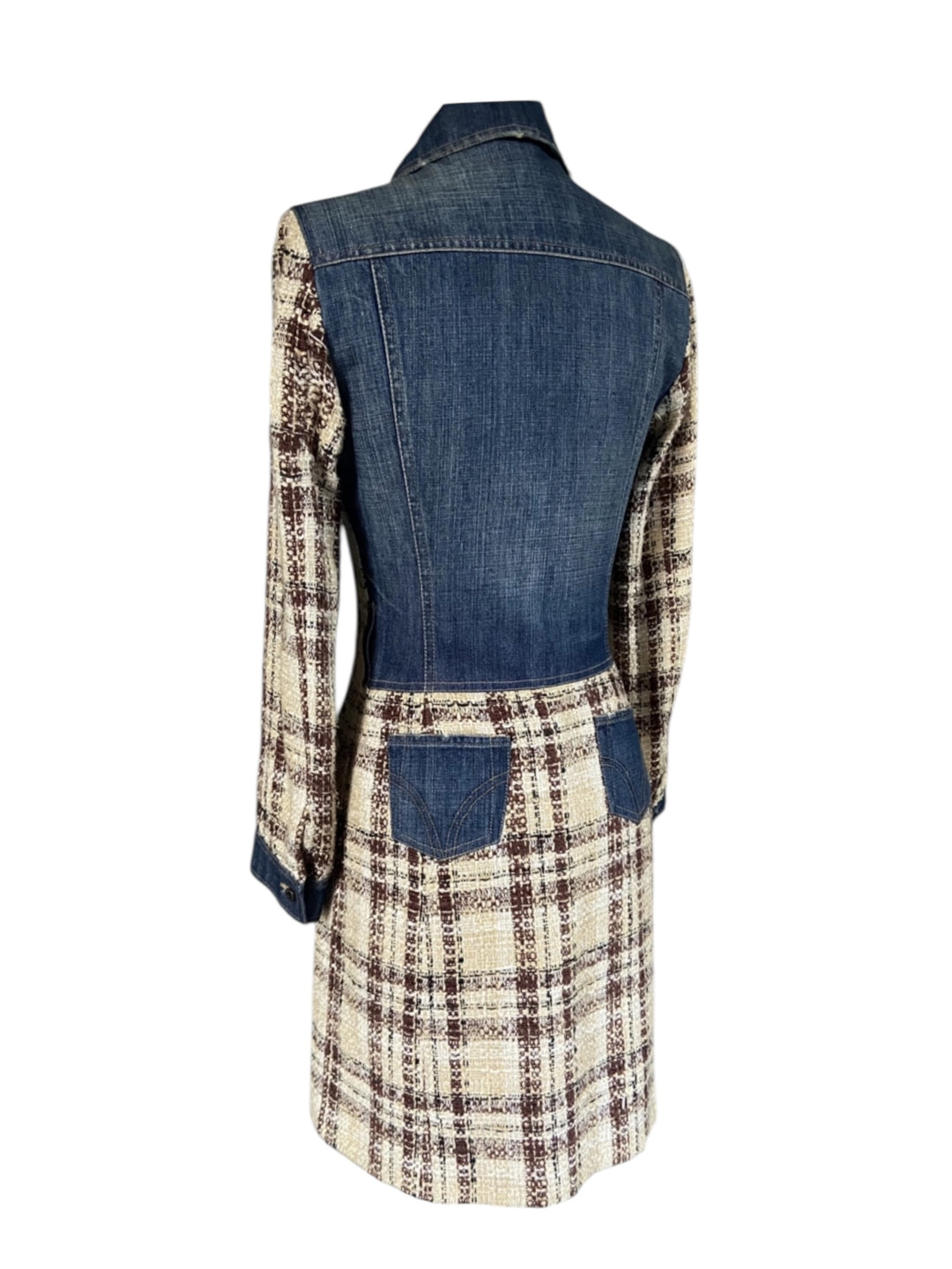 Dolce & Gabbana 2000s Tweed & Denim Contrast Coat Small