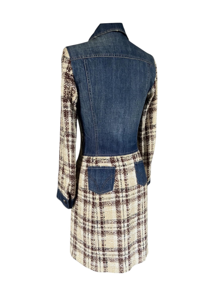 Dolce & Gabbana 2000s Tweed & Denim Contrast Coat Small