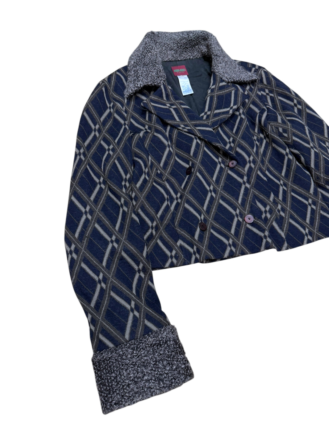 Kenzo Paris 1990s Wool Blend Cropped Jacket Made in France