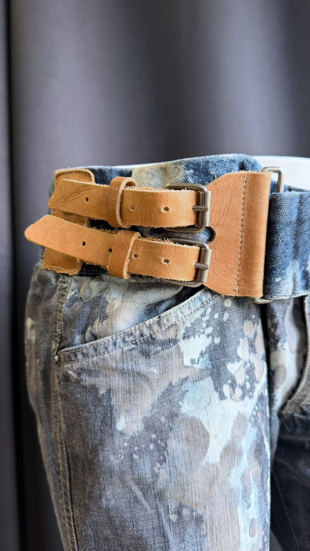 Y2K Diesel buckle-belt denim pants