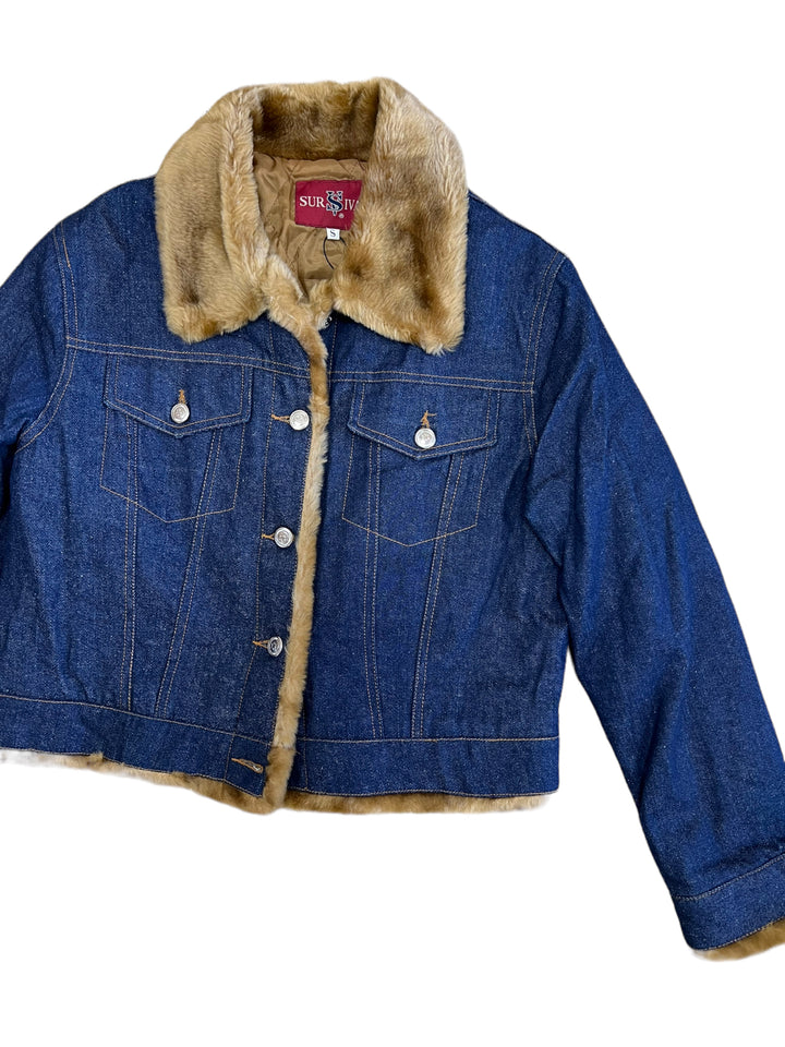 Vintage Denim Jacket w/ Faux Fur Collar Women’s Small