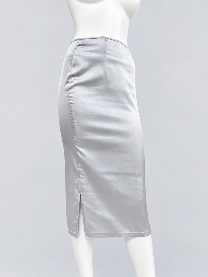 Dolce&Gabbana silver satin pencil skirt