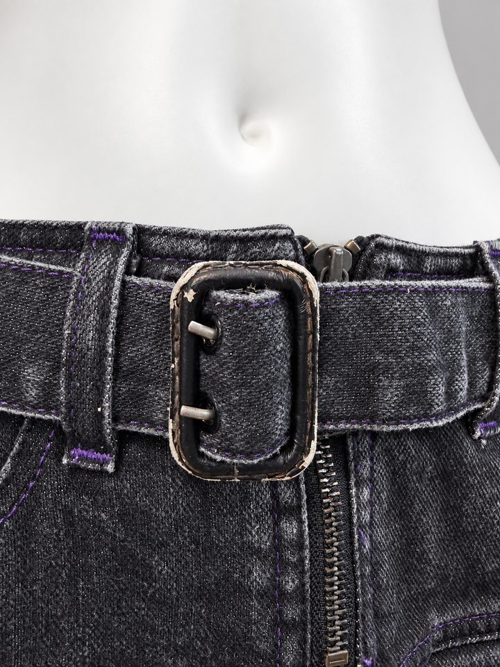 Fiorucci belted pleated denim mini skirt