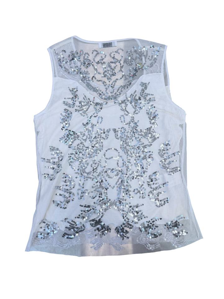 Krizia sheer sequin embroidered top