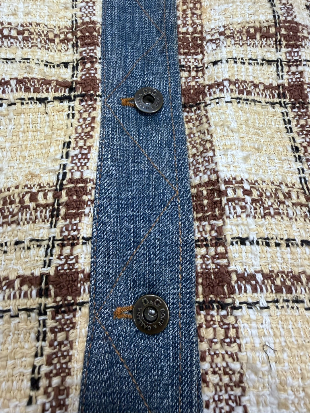 Dolce & Gabbana 2000s Tweed & Denim Contrast Coat Small