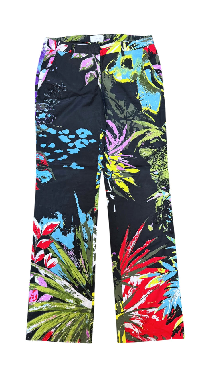 Iceberg tropical print straight leg trousers