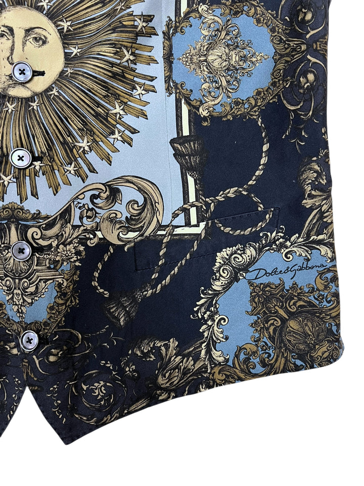 Dolce&Gabbana Baroque Zodiac Sun Silk Vest & Pants Set Medium